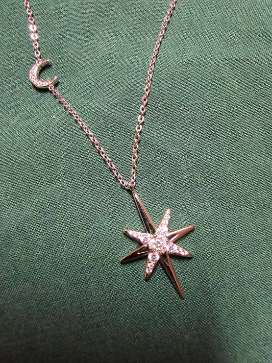 925 Silver North Star Pendant with Moissanite Diamonds – Archpriestess Approved