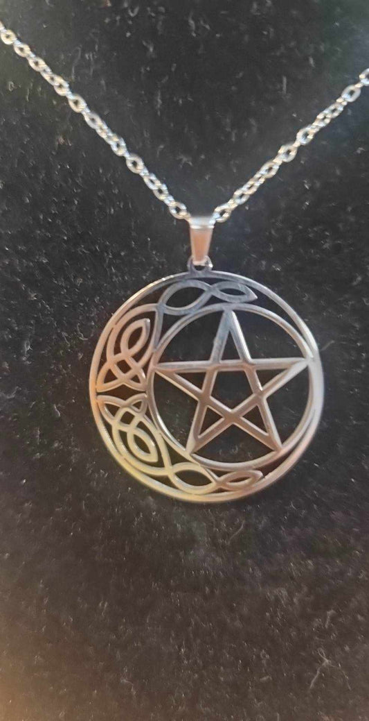 Celtic Knot Moon Pentacle Necklace