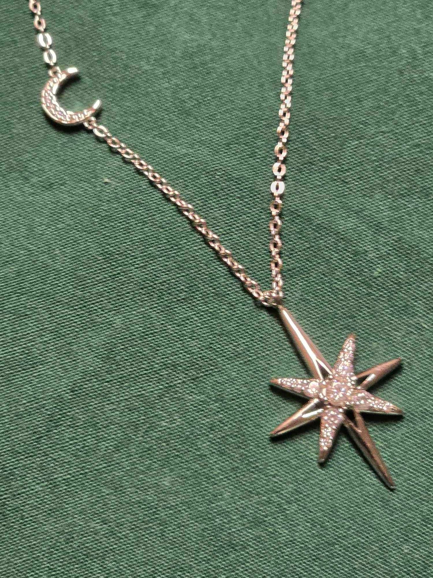 .925 Silver North Star Pendant with Moissanite Diamonds