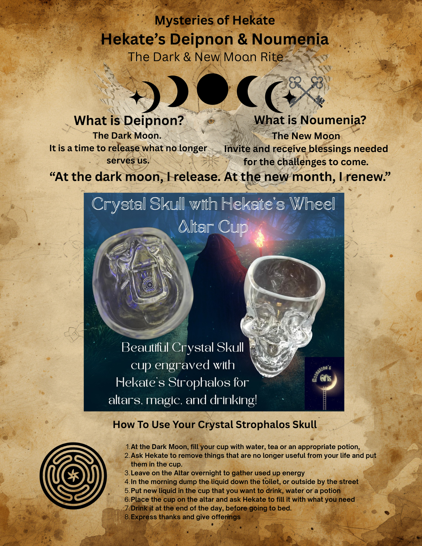 Hekate Strophalos Crystal Skull - Book of Shadows Page Bundle