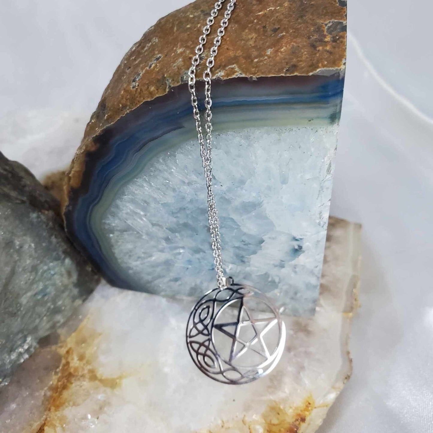 Celtic Knot Moon Pentacle Necklace