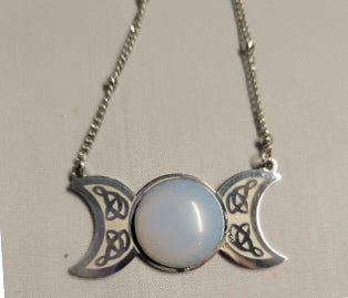 Triple Moon Necklace- White