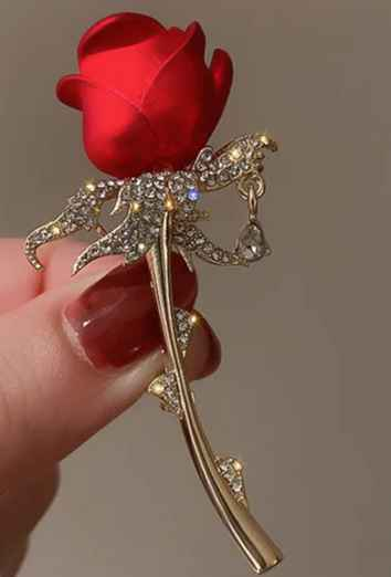 Red Rose Brooch