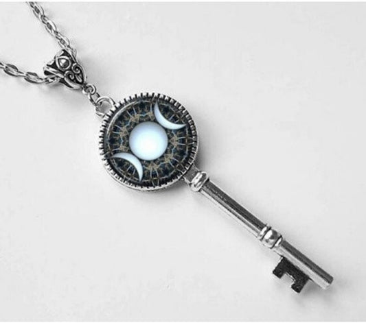 Triple Moon Key Necklace