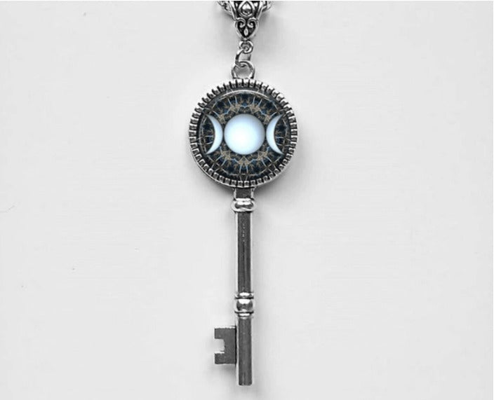 Triple Moon Key Necklace