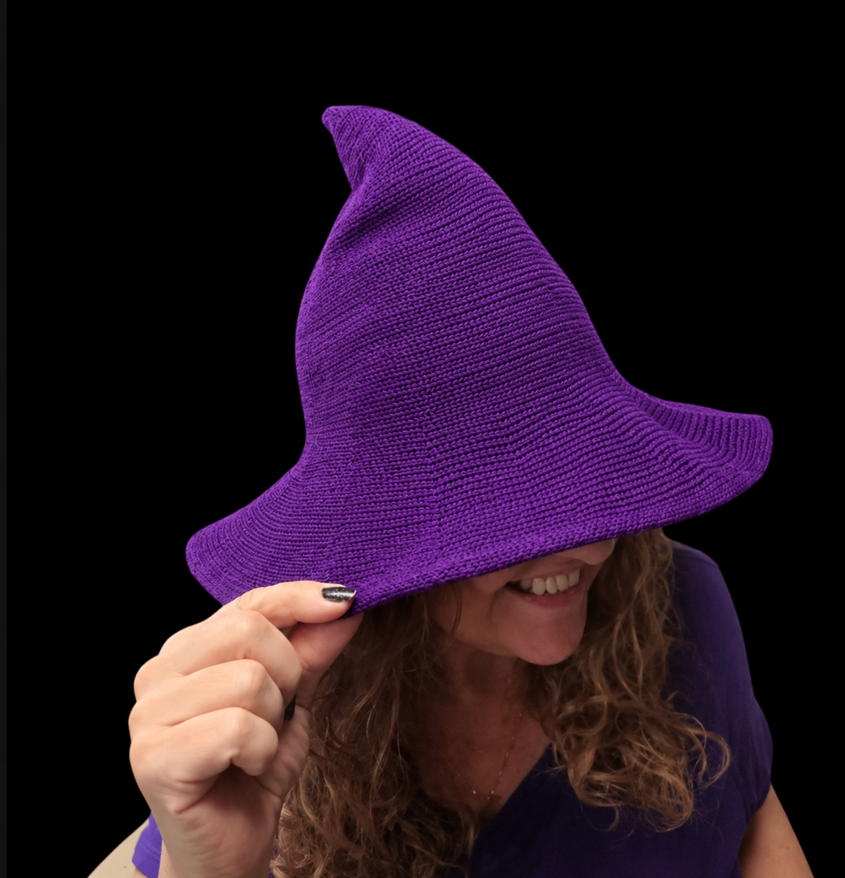 Knitted Witch’s Hat – Purple